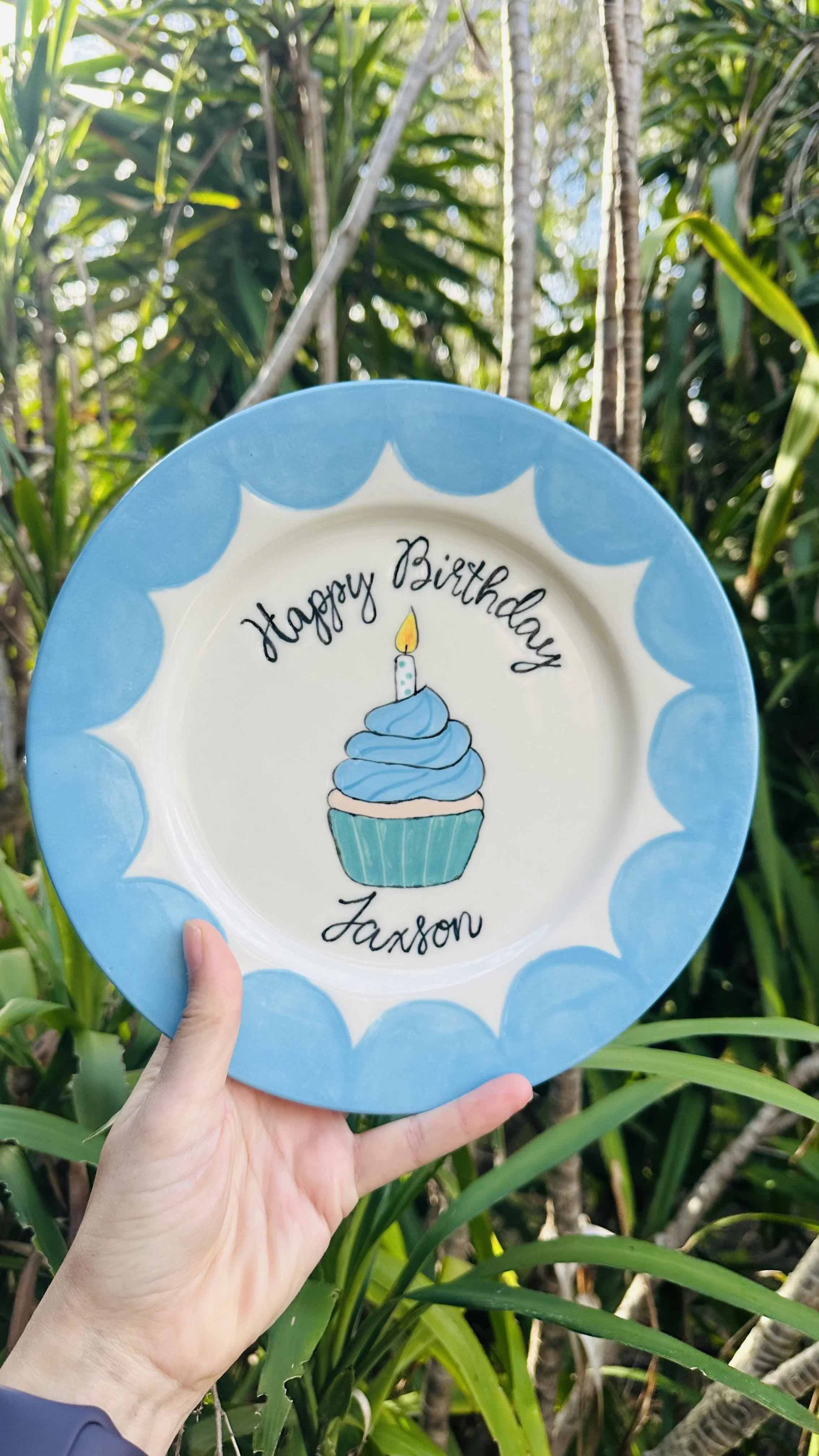 Birthday Plate Keepsake - Blue Scalloped Rim