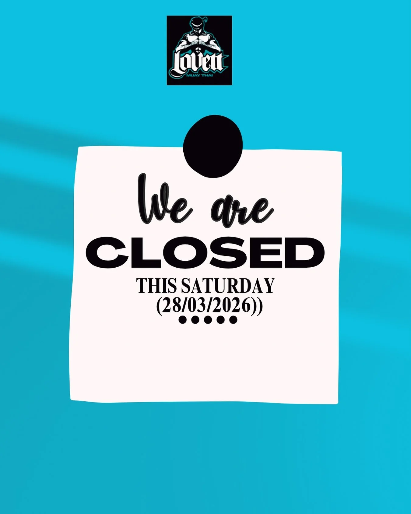 ‼️No training this Saturday‼️as the team heads up to Perth for Empire Fight Series to support our 3 boys 💪🔥

Be sure to make up for it with another session in the week 👊

Let&rsquo;s go Team Lovett 💙