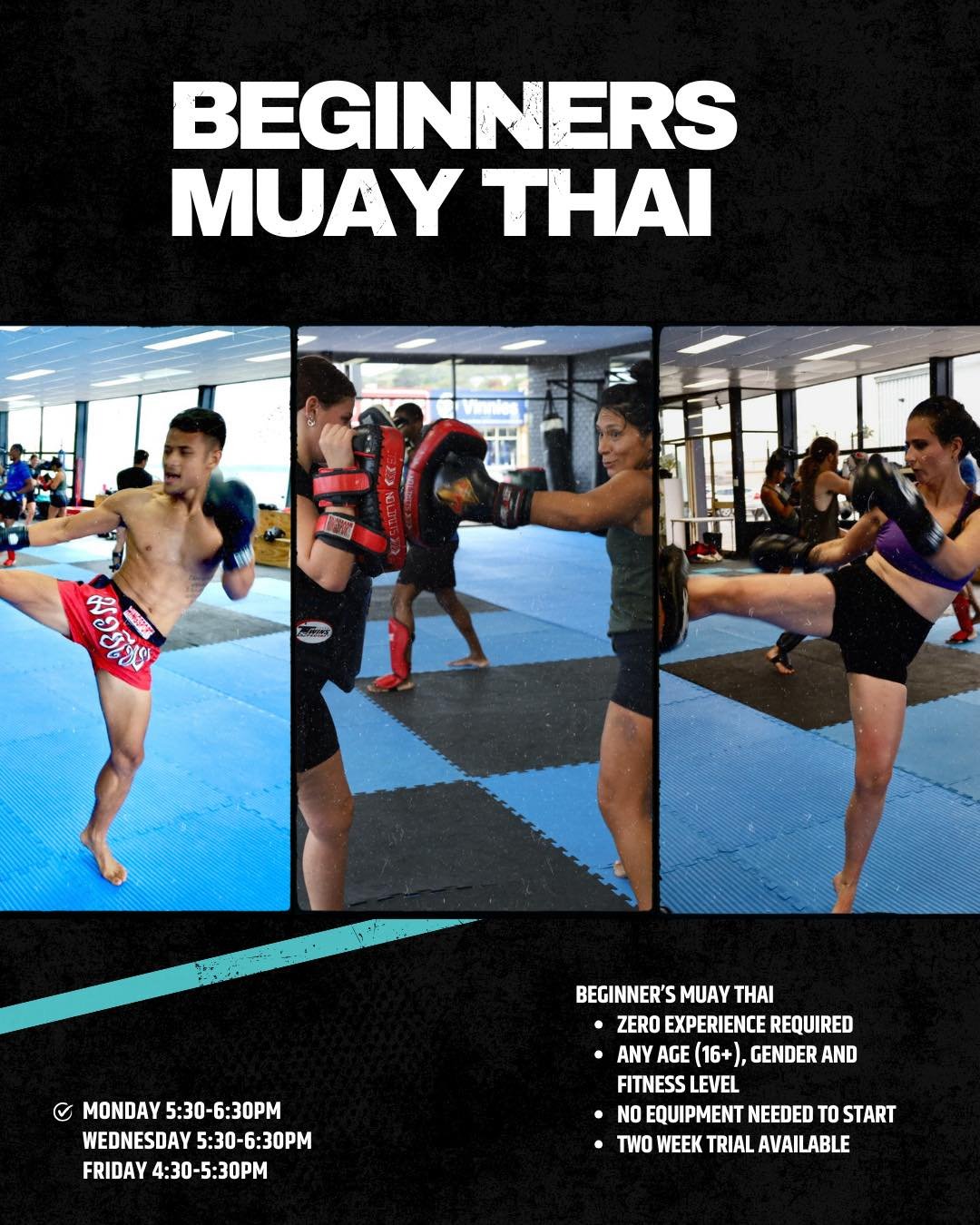 THINKING ABOUT STARTING MUAY THAI? 🥊

Here&rsquo;s why you should.

✔ Build real fitness (strength, cardio, coordination)
✔ Clear your head and sharpen your focus
✔ Learn a skill you&rsquo;ll actually enjoy improving
✔ Be part of a supportive commun