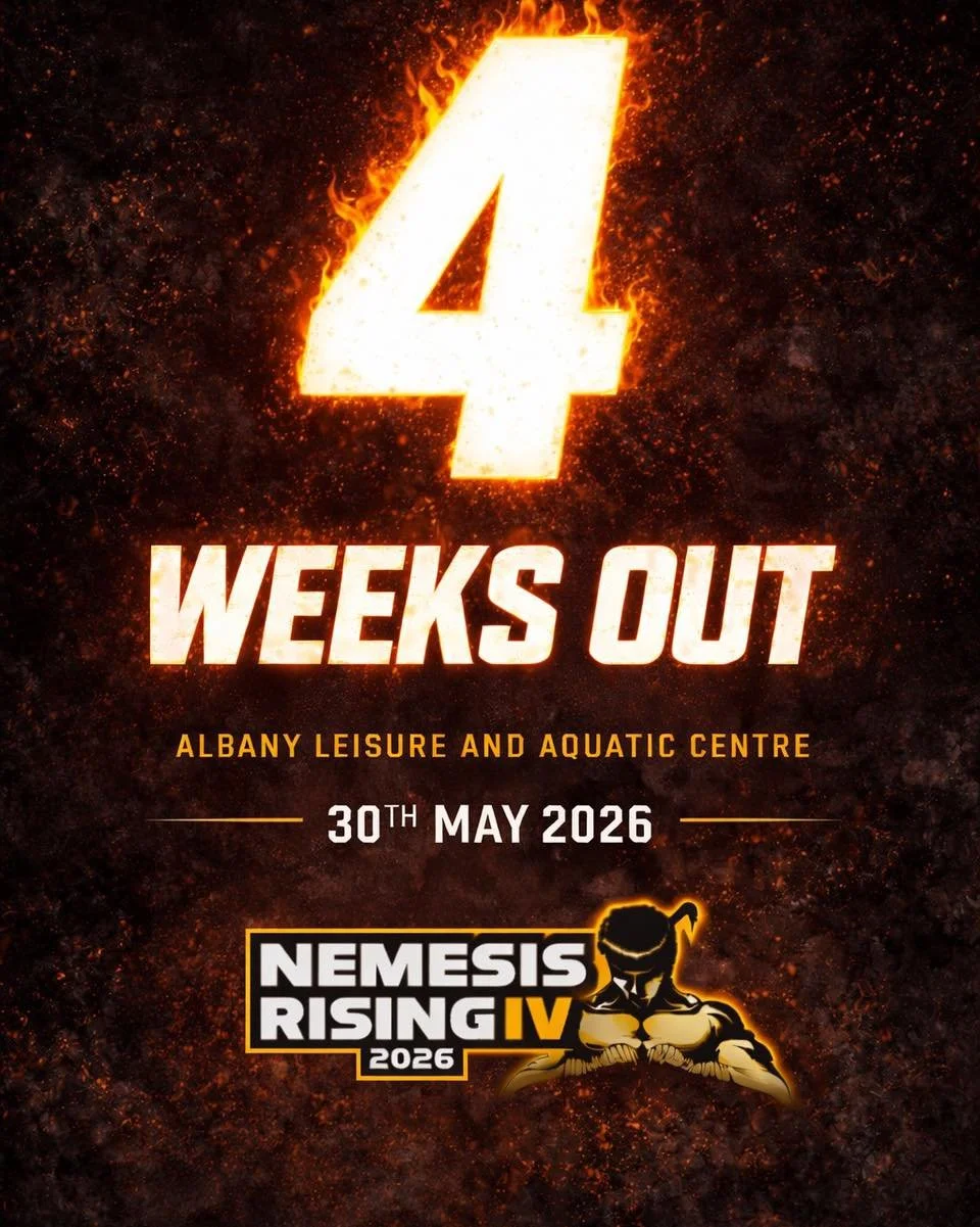 4 WEEKS OUT 🔥

We&rsquo;re getting closer&hellip;
Nemesis Rising IV is nearly here.

Expect a stacked card, big matchups, and an electric crowd from start to finish.

📍 Albany Leisure &amp; Aquatic Centre
📅 Saturday 30th May 2026

Secure your tick
