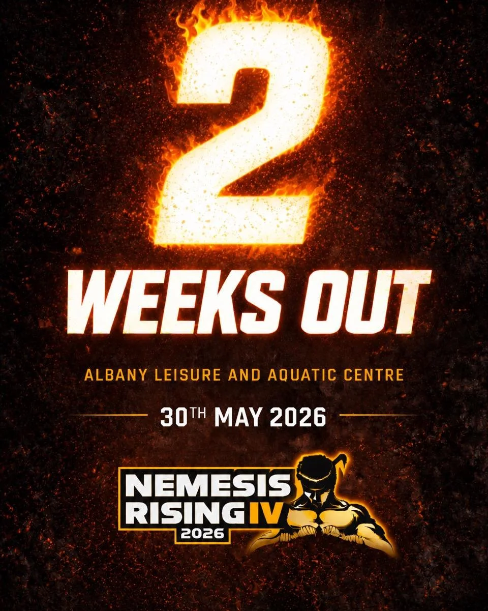 🔥 2 WEEKS OUT 🔥

Nemesis Rising IV is nearly here.

The card is stacked, tickets are moving fast, and the atmosphere is building for a massive night of Muay Thai in Albany.

📍 Albany Leisure &amp; Aquatic Centre
📅 Saturday 30th May 2026

🎟️ Gene