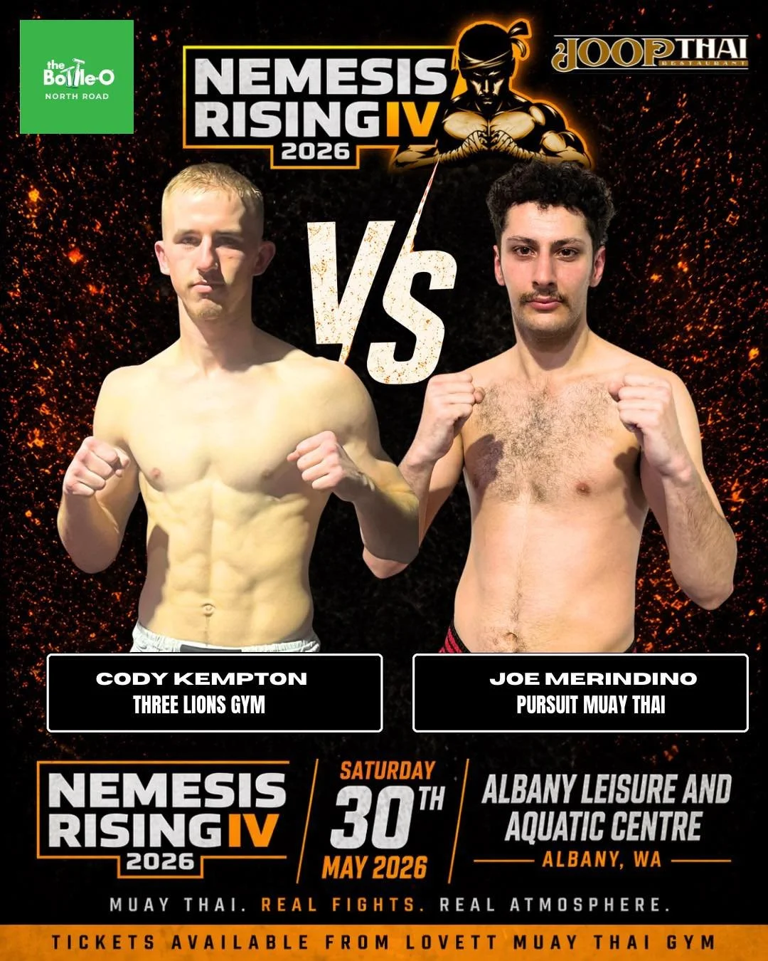 🔥 FIGHT ANNOUNCEMENT 🔥

Another exciting matchup added to Nemesis Rising IV 👊

Cody Kempton from Three Lions Gym takes on Joe Merindino from Pursuit Muay Thai in what promises to be a hard-fought battle between two hungry fighters ready to put on 