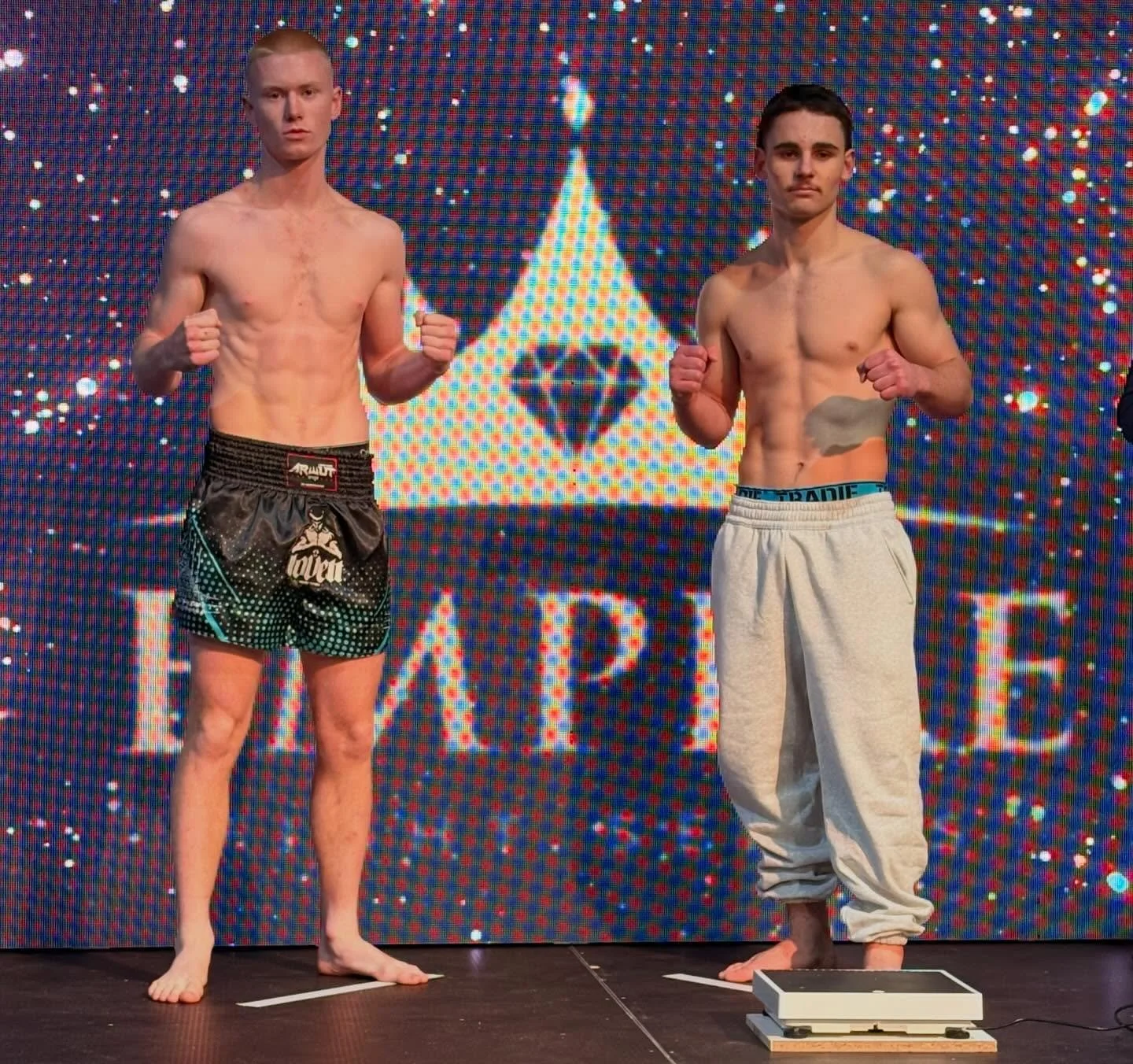 Lovett fighters @blake.stadler and @izzy_mia2 are on weight and ready to showcase the hard work they&rsquo;ve put in over this camp.
Let&rsquo;s go! 👊🔥