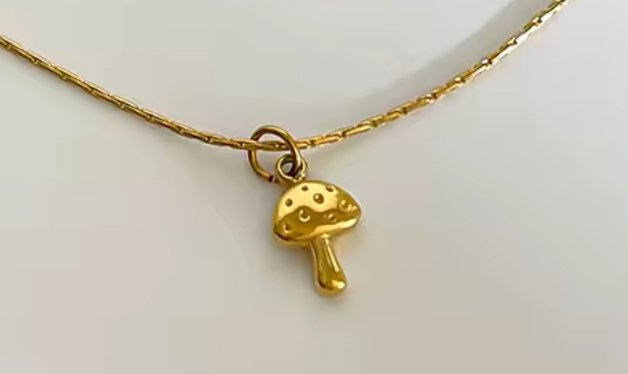 Minimalist mini mushroom necklace