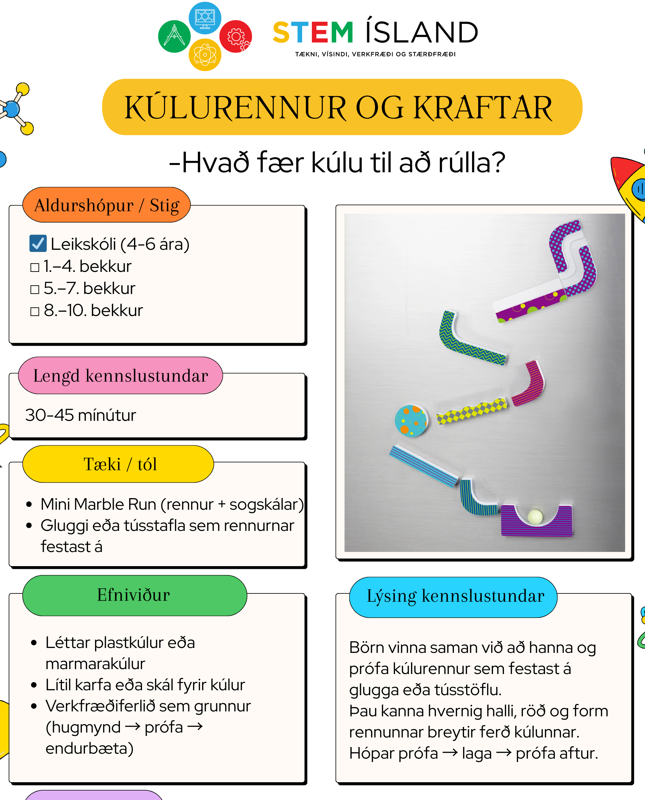 Kúlurennur og kraftar (Leikskólaeining)