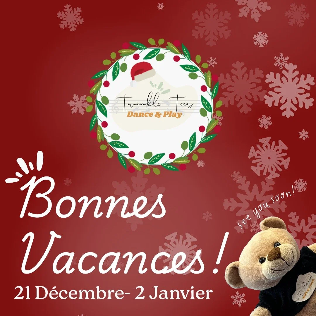 Happy Holidays! 

Nous prenons deux semaines de pause hivernale et serons de retour (au bureau) le 2 janvier.

Les cours reprennent la semaine du 5 janvier et les factures seront envoy&eacute;es &agrave; partir du 2 janvier.

Il reste encore quelques