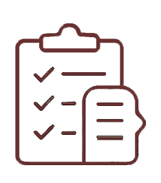 Icon of a clipboard with a checklist and a document or report attached