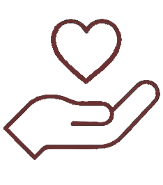 Outline of a hand holding a heart