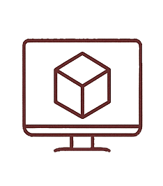 A computer monitor displaying a simple outline of a 3D cube.