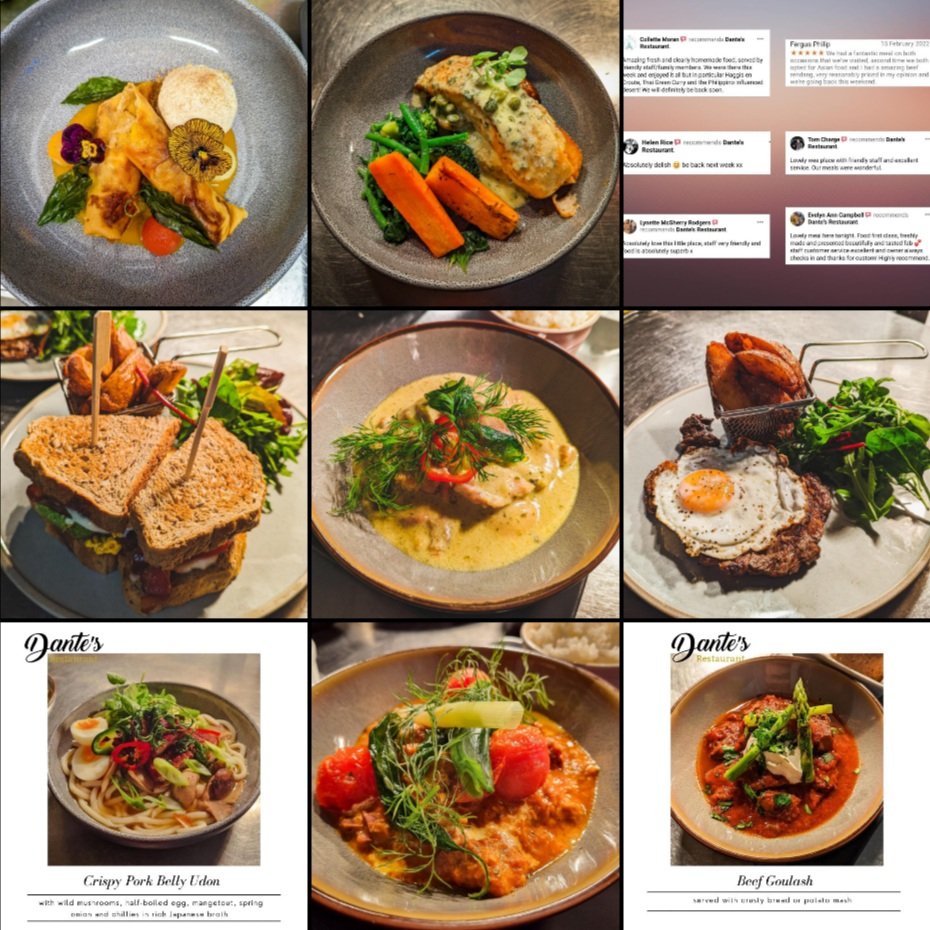 Menu items and reviews from Dante's Restaurant