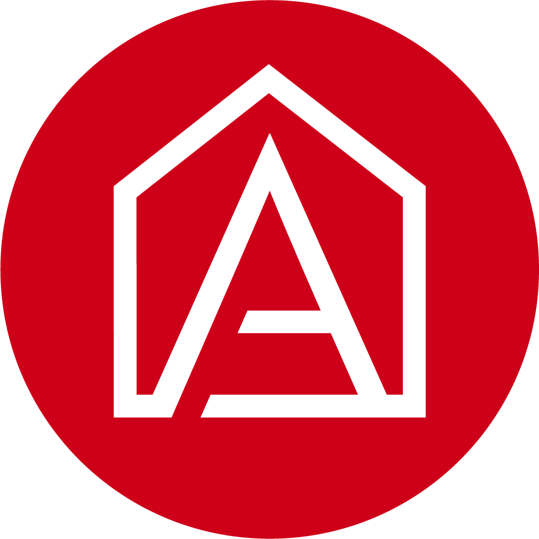 Logo der Ardigas GmbH: Symbol eines roten Kreises mit einem weißen A in einem Hausumriss in der Mitte.