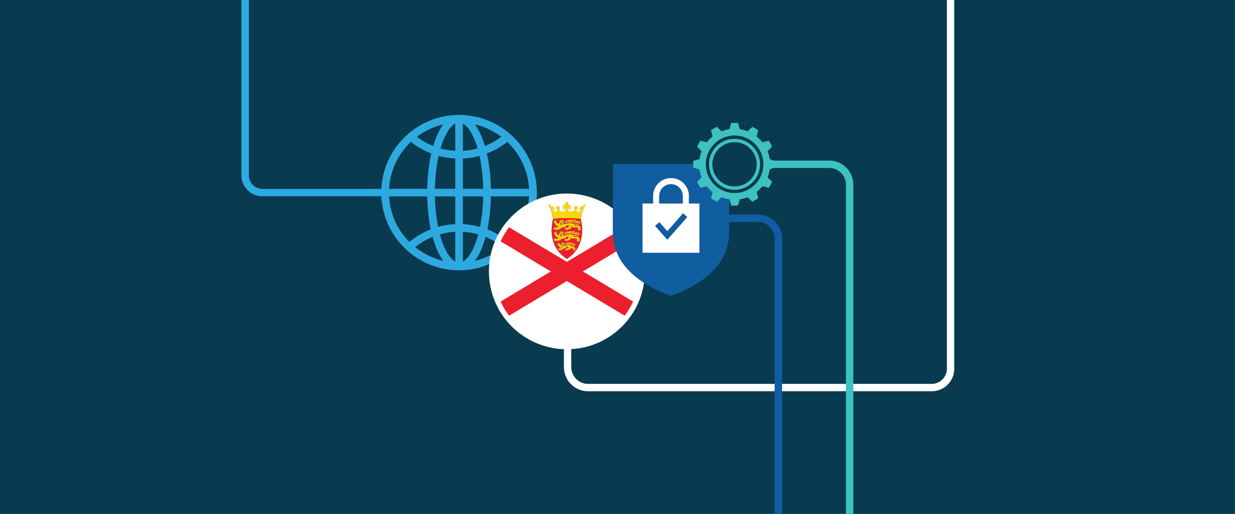 Digital illustration of global internet connectivity, security symbols, and a UK flag with a red cross, representing cybersecurity issues and national security.