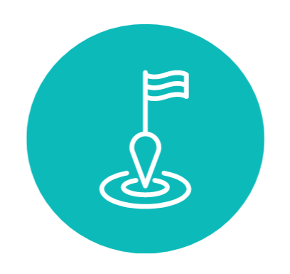 Icon of a flag on a stick planted in a body of water, representing a goal or milestone.