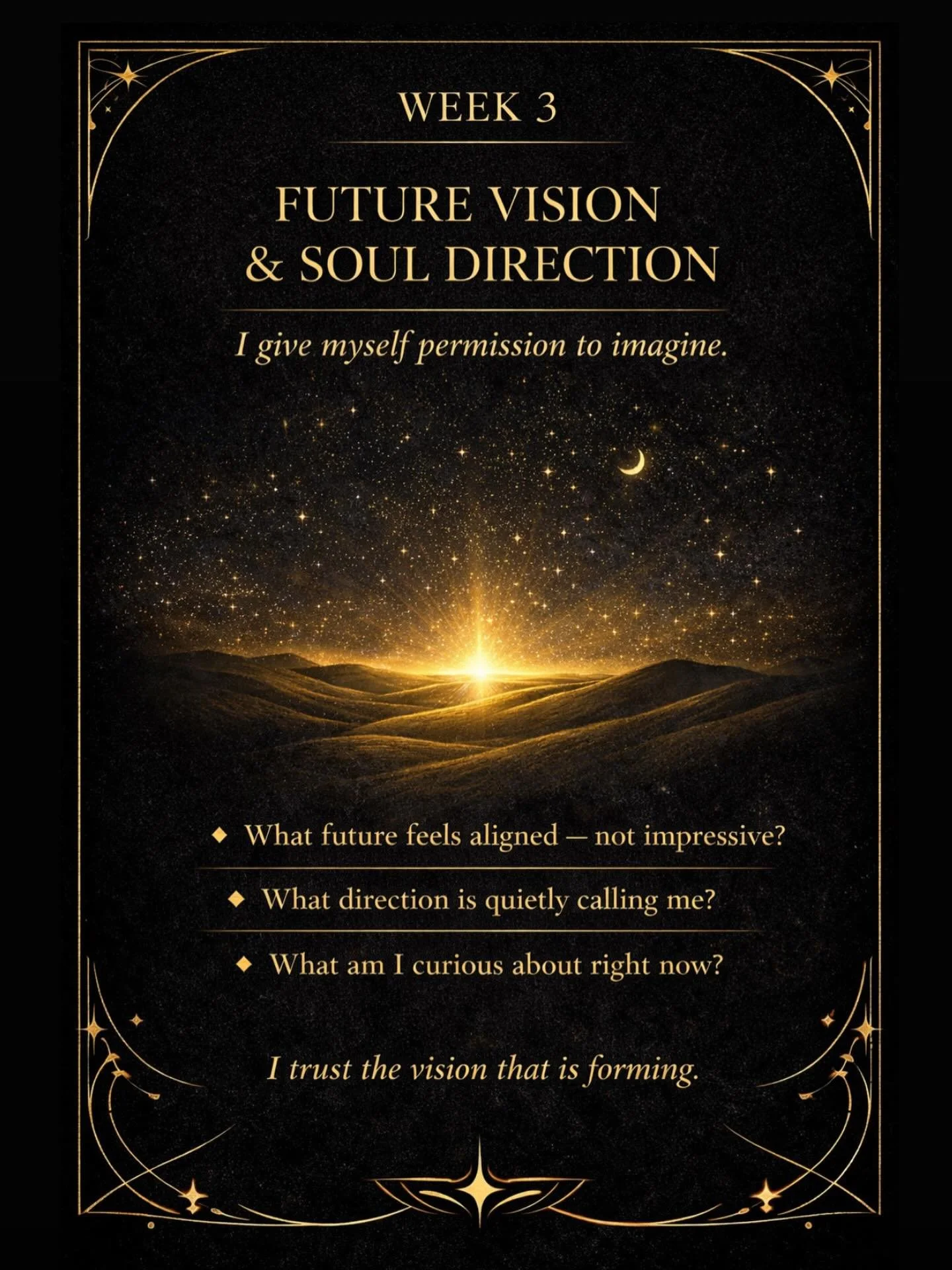 Week 3 ✨ If you could redesign your future without impressing anyone&hellip;what would it look like?

Not the version that looks good on paper.
Not the version that makes sense to others.

The one that feels aligned.
The one your body quietly says ye