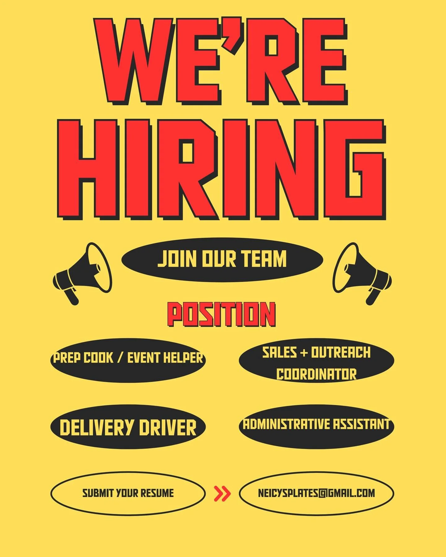 2026 Fresno / Clovis #neicysplates is building the team!
We&rsquo;re hiring: 👨🏾&zwj;🍳 Prep Cook / Event Help 📞 Sales &amp; Outreach (commission-based) 🚗 Delivery Driver / Runner 🗂️ Administrative Assistant
Flexible schedules &bull; Growth oppor