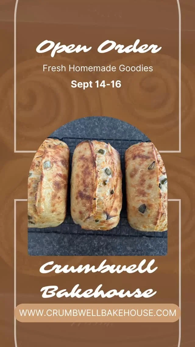 Another week and it’s time to get those preorders in! Deadline is Tuesday at 9pm.
Classic Sourdough?
Jalapeño cheddar?
Sweet breads?
Cinnamon Rolls?
Scones?
Cookies?
It could be anything really!
If it’s not on my current website