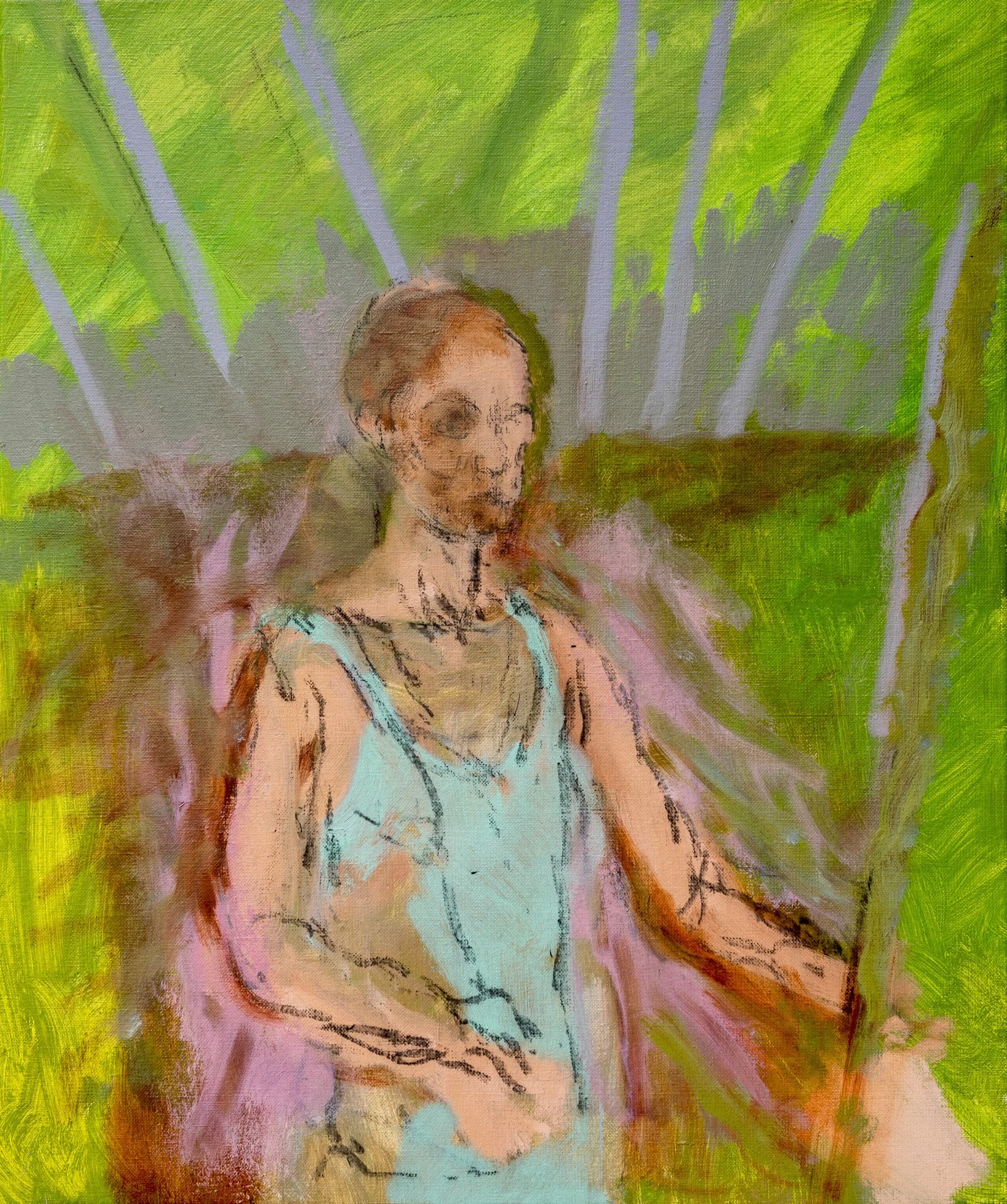 Painting: Self portrait with Easel(rays)