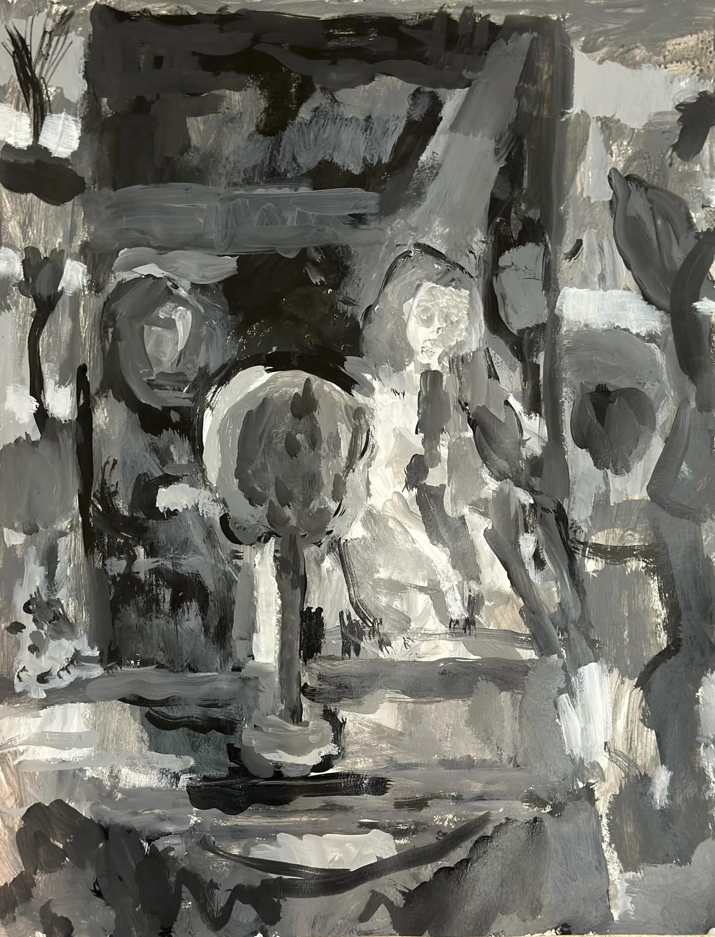 Blacks in whites. Whites in blacks.
And the whole world in between.🎨🎨🎨

Working from perception &mdash;a skull, a mirror, a tulip in a glass, , a view, cars, roads &amp; the intern young woman painting in the mirror me too &amp; instructing her an