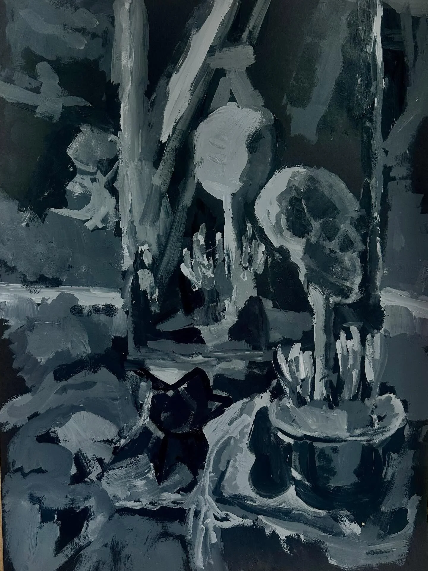 While working on oil paintings in the film palett these perceptual paintings are crucial to me 

Blacks in whites. Whites in blacks. And the whole world in between 

Working from perception &amp; allowing the life force to move through :  charging th