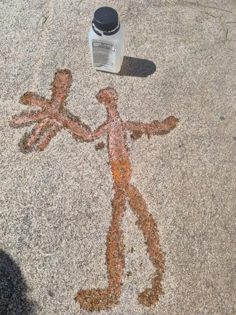1 &mdash; Nordic Bronze Age (1800&ndash;500 BCE)
A friend and researcher sent me this image from near Sarpsborg during her work trip. 
2 - Simultaneously  I was in my studio working on this oil painting 2026
Synchronicity : an ancient figure reaching