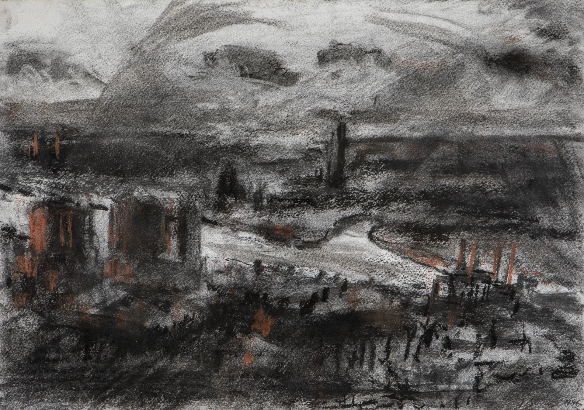 Works on paper :Storm as seen from the Twin Towers ( in my studio, World View Artist residency)