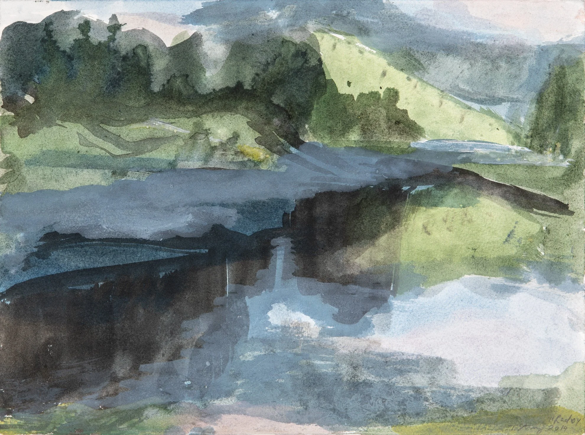 Painting : watercolour, Dark Water( Radøy)