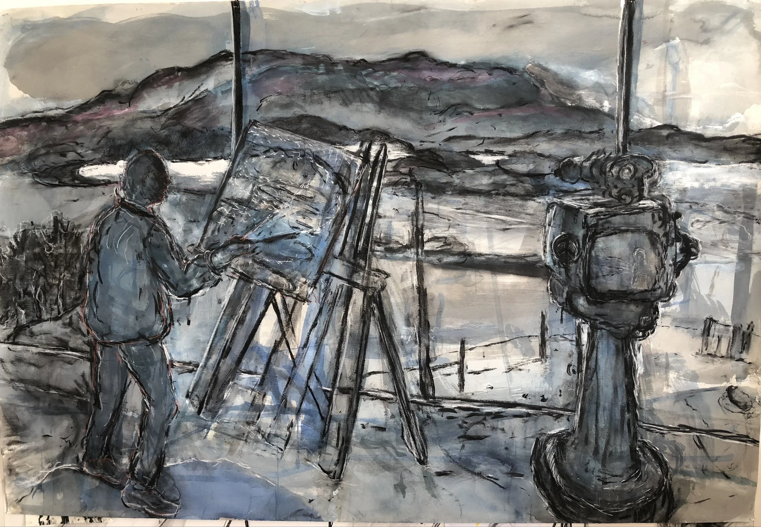 Works on paper : Herdla Fort, looking at the holy Mountain 