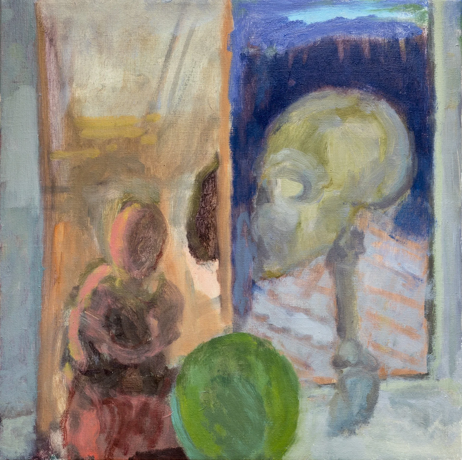 Painting: Herstories III (selfportrait series with skull)