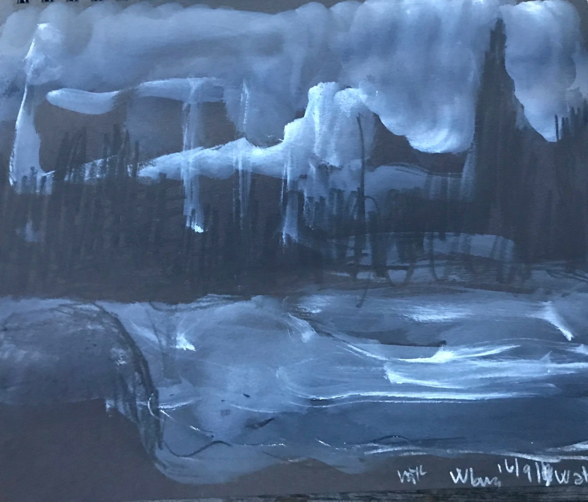 Work on Paper:city of Elements, Looking at Manhattan from Williamsburg, Brooklyn