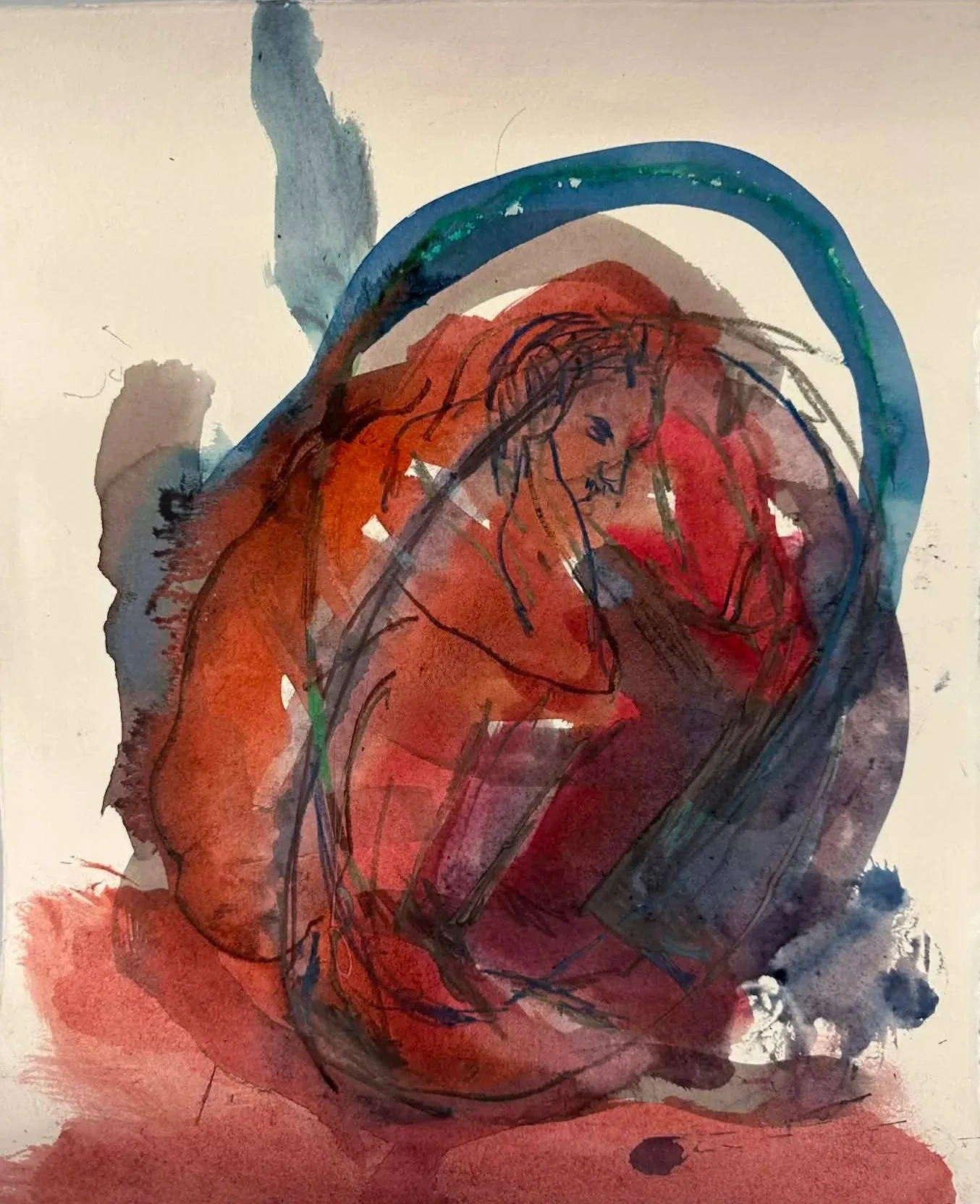 Works on Paper: Nude male in the hoop