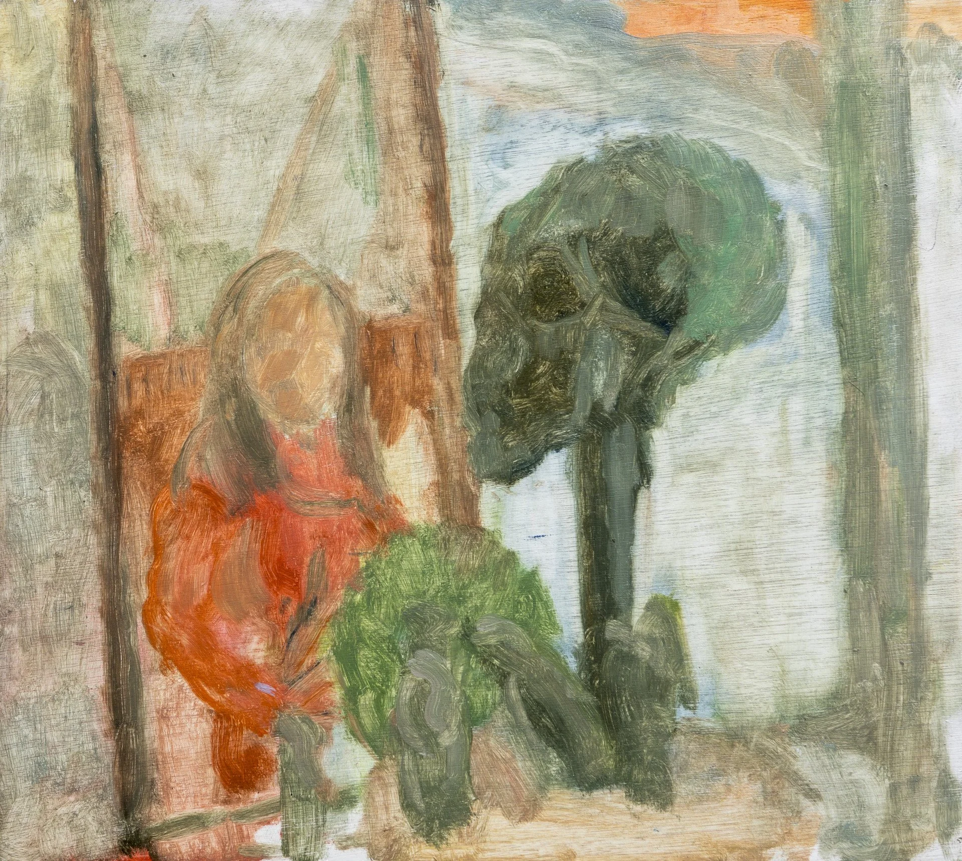 Painting: Herstories II (selfportrait series with skull)