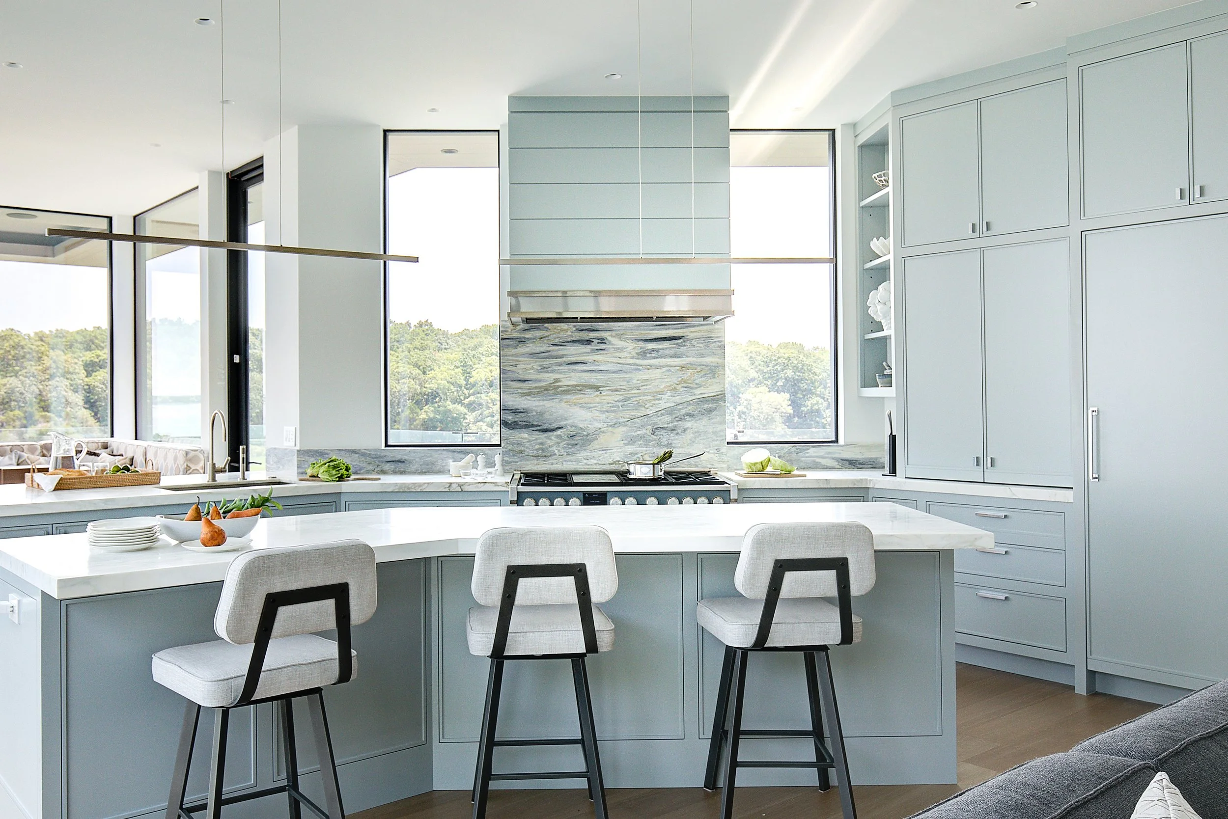 Shoreline Showpiece Hamptons Madison Kitchen Cabinetry Island Paneled Refrigerator.jpg