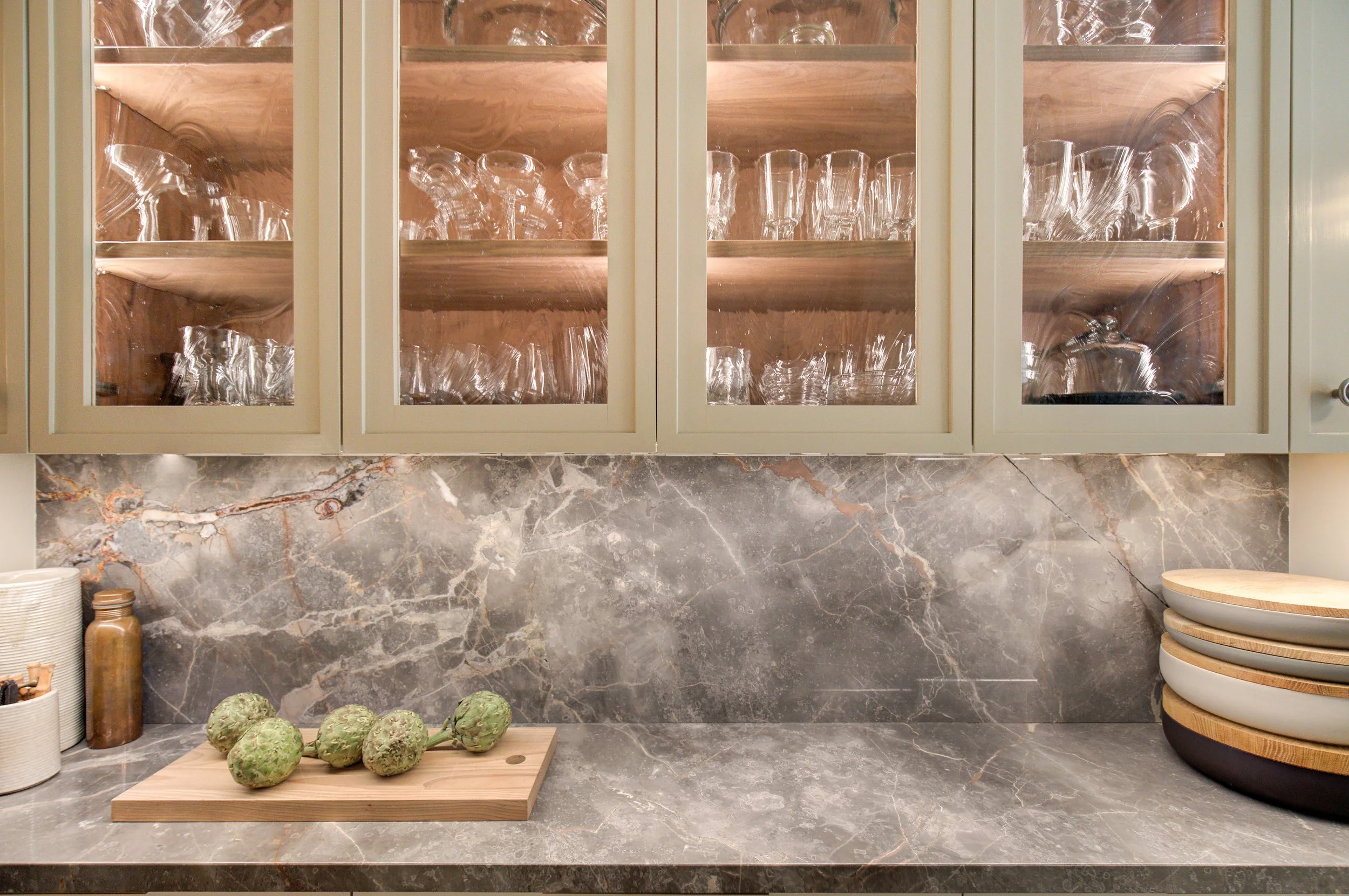 Urban Galley NYC Kitchen Madison Cabinetry Glass Uppers.jpg