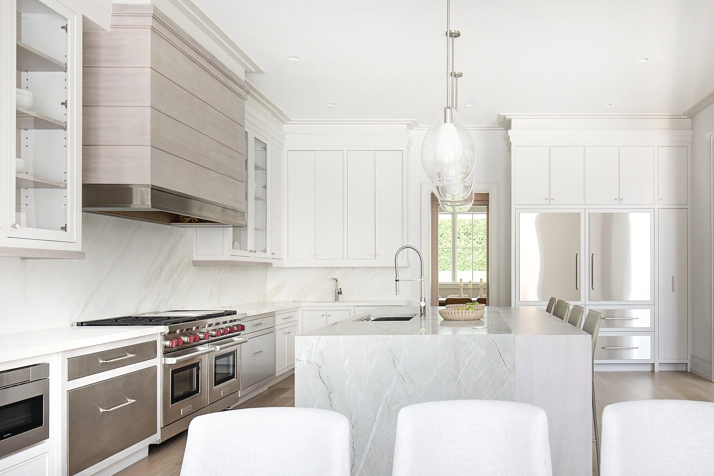 Clean Serene Hamptons Madison Kitchen Cabinetry Waterfall Island.jpg