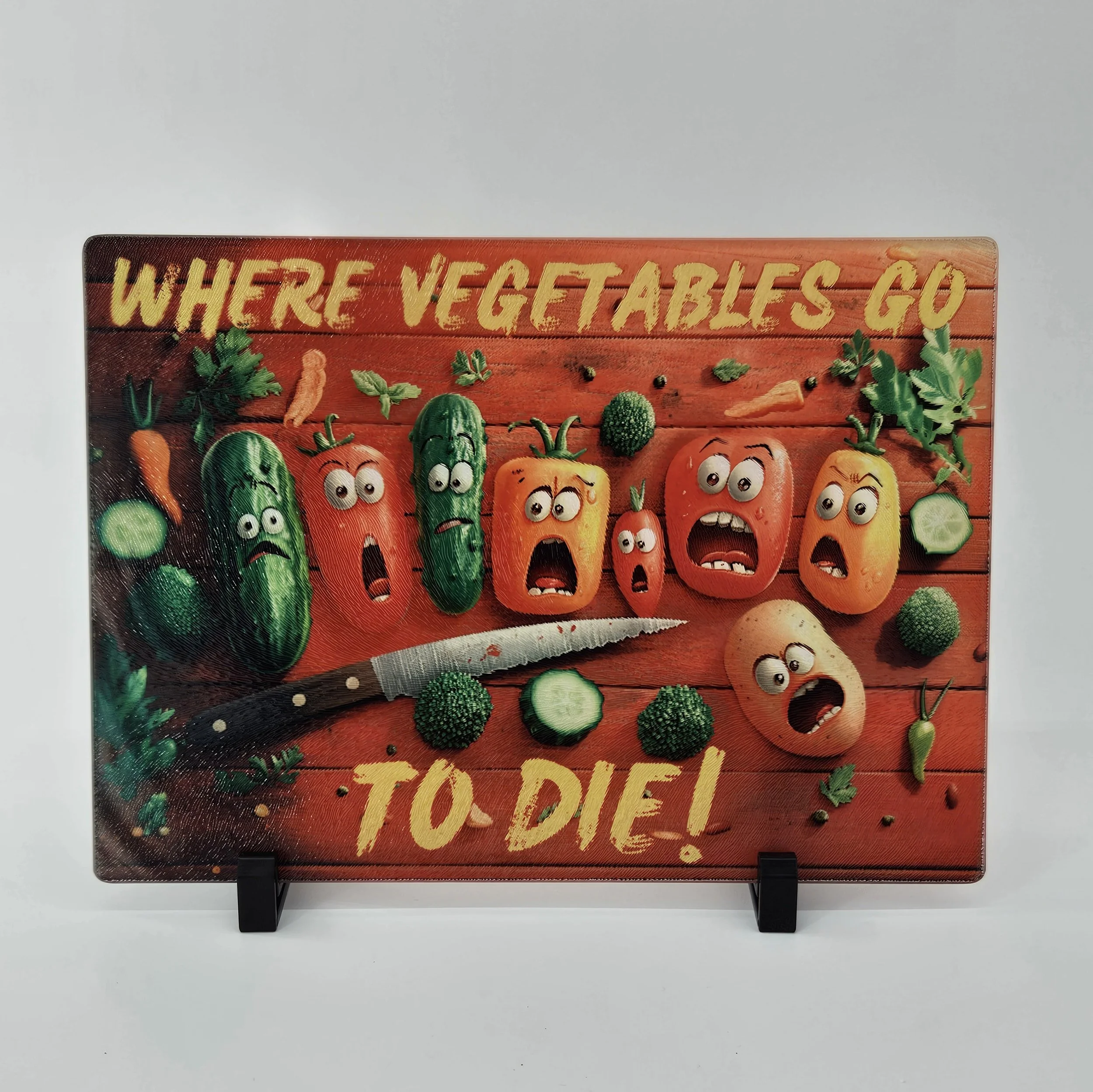 Vegetables Die Glass Cutting Board 11 x 15