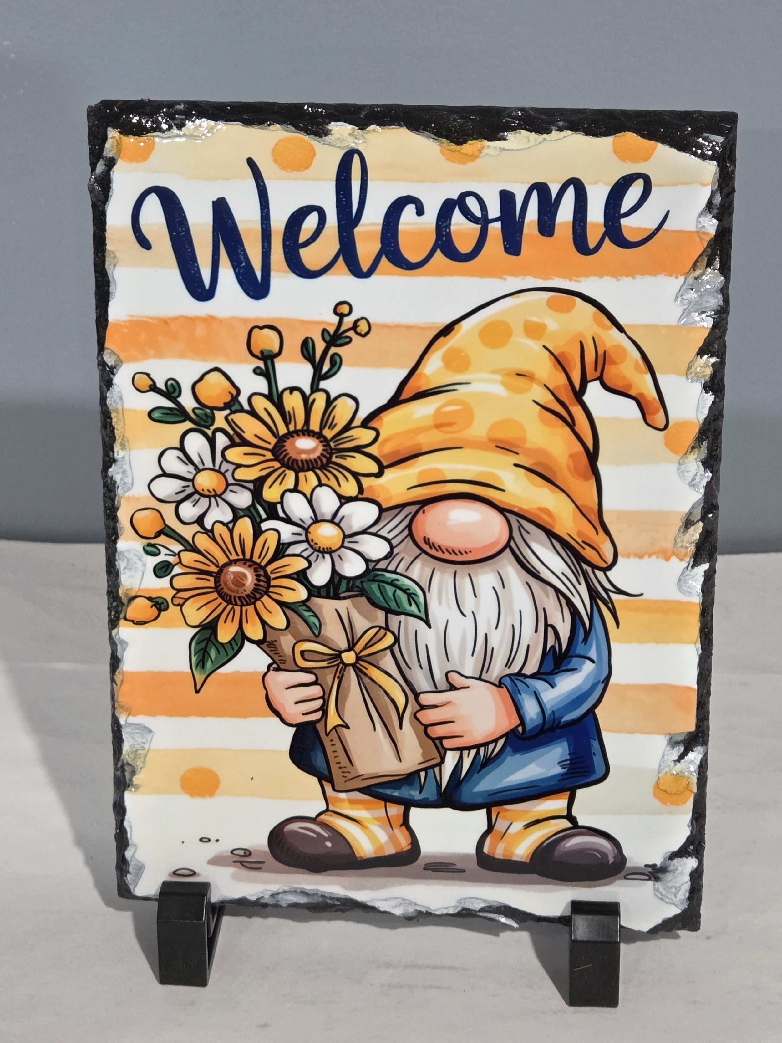 Yellow Gnome Welcome Slate