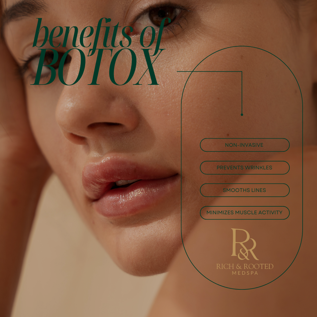 Woman receiving Botox consultation at Rich & Rooted Medspa in Katy, TX