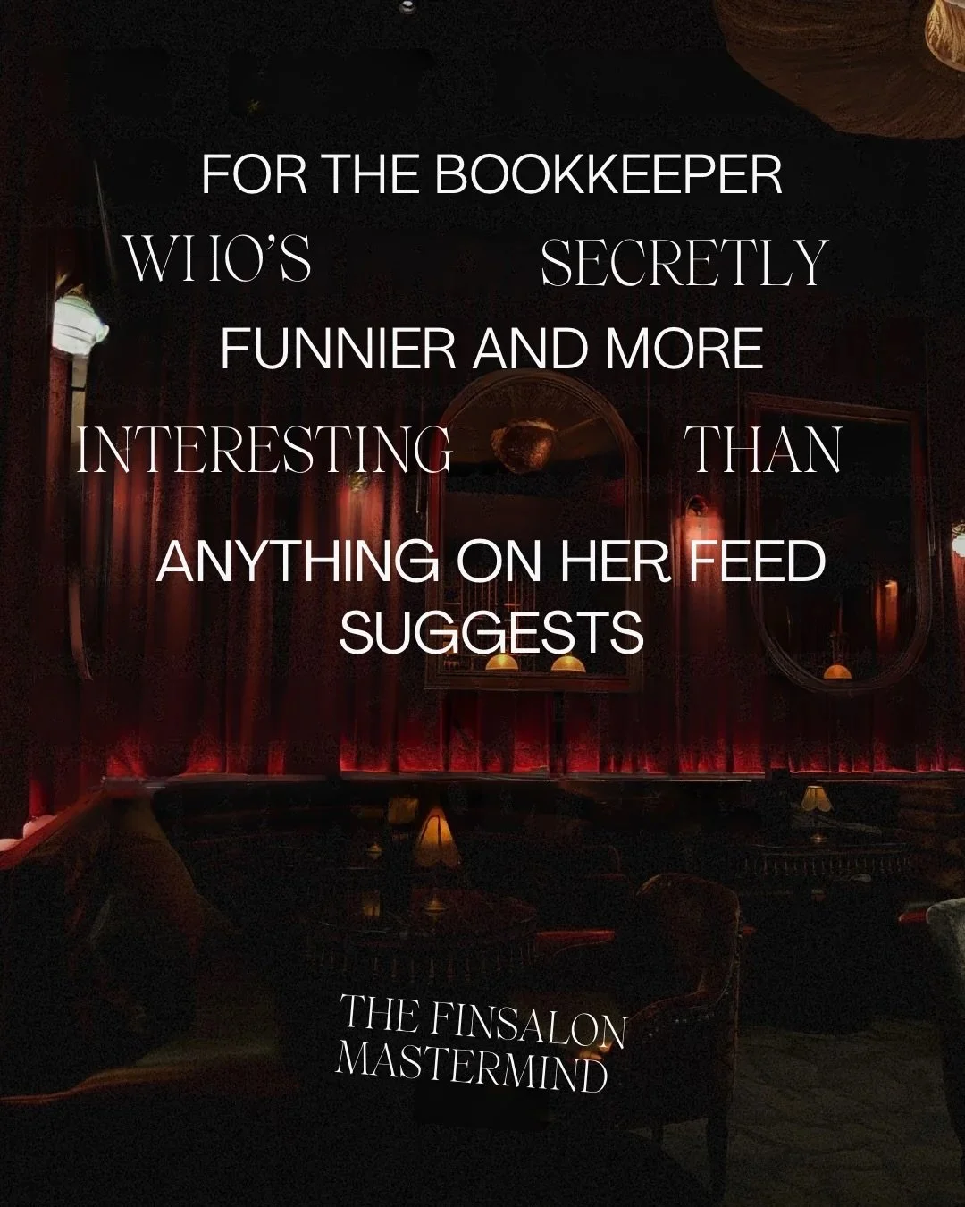 put a finger down if you&rsquo;ve ever posted a &ldquo;how to read a p&amp;l&rdquo; and gotten zero clients from it 🙈

the fin salon is a 4.5 month mastermind for accountants, bookkeepers, and CFOs who are done thinking, sounding, and building like 