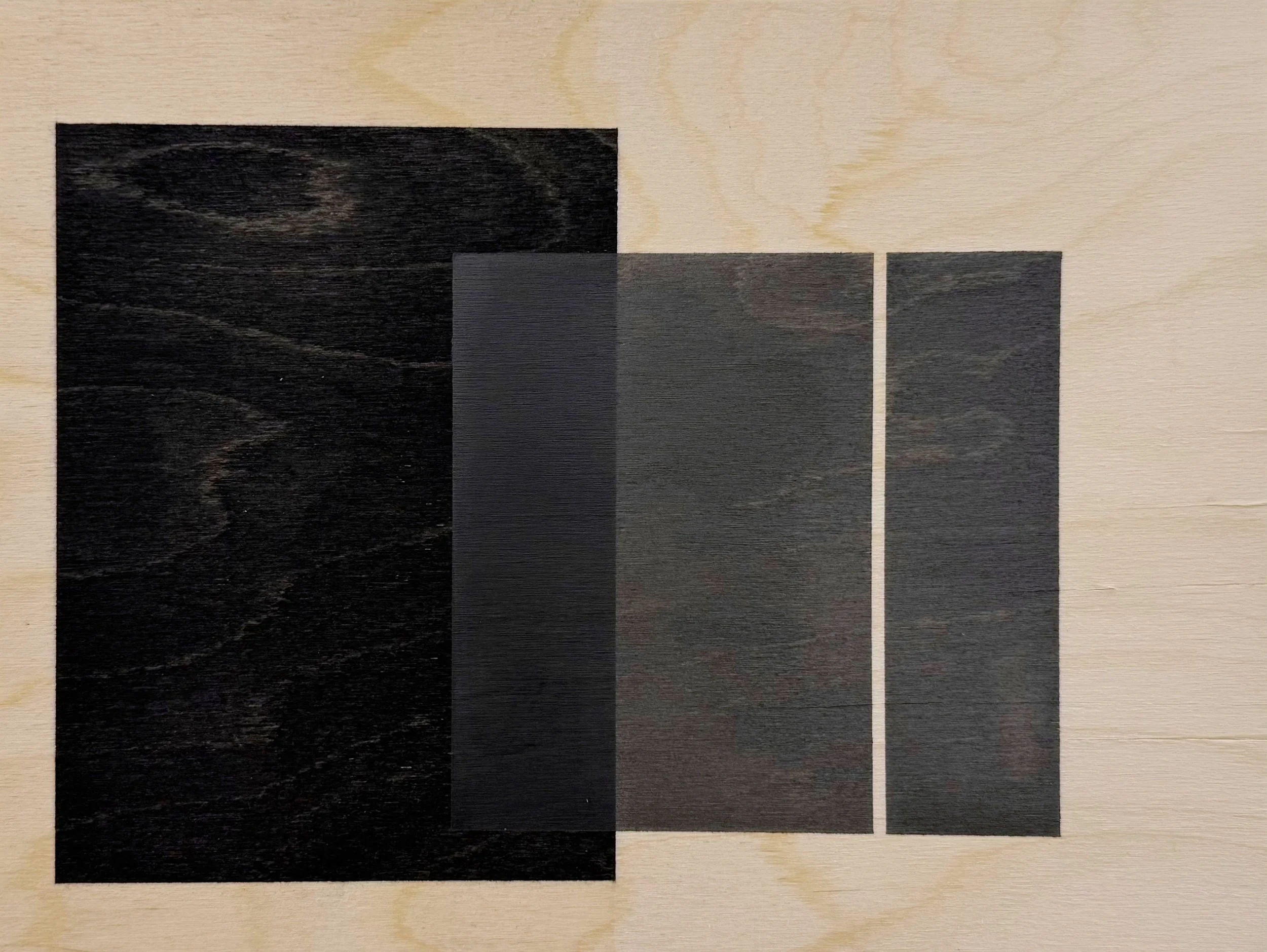 Untitled (black and gray 1), 2025. Charcoal and graphite on wood panel, 9 x 12 inches.