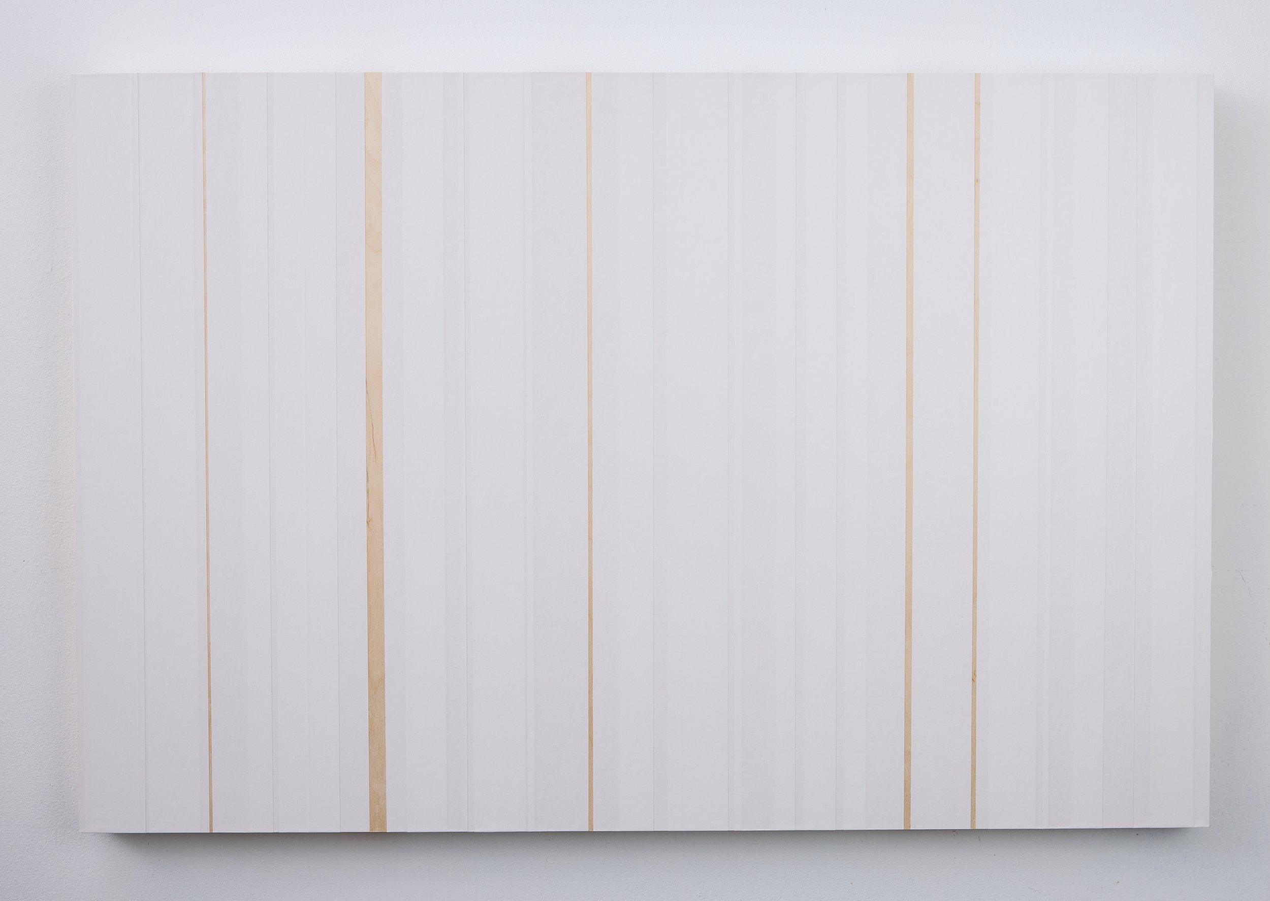 White 1, 2024. Artist tape on wood panel, 24 x 36 inches.