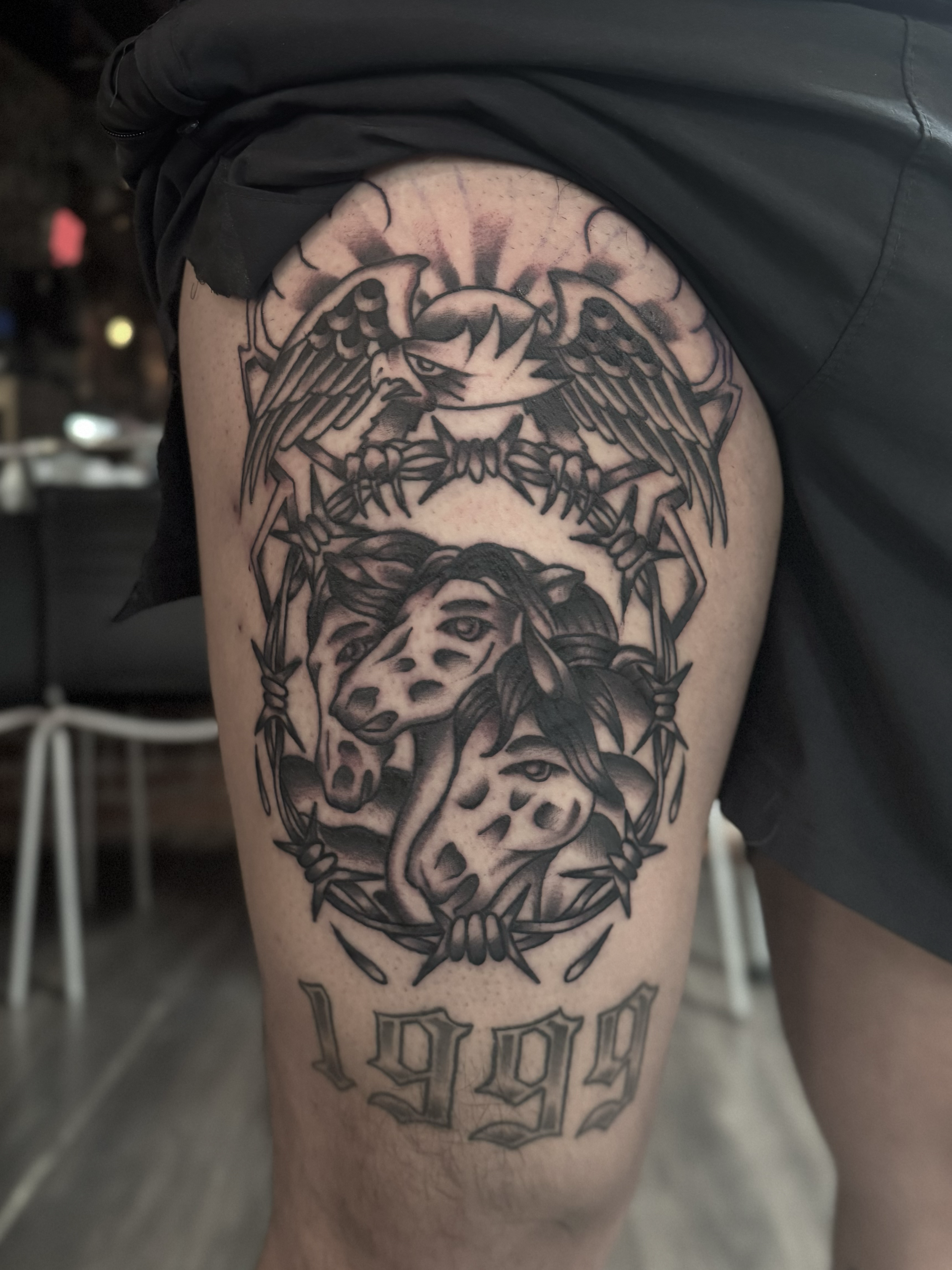 Custom Pharaoh's Horses Flash Tattoo