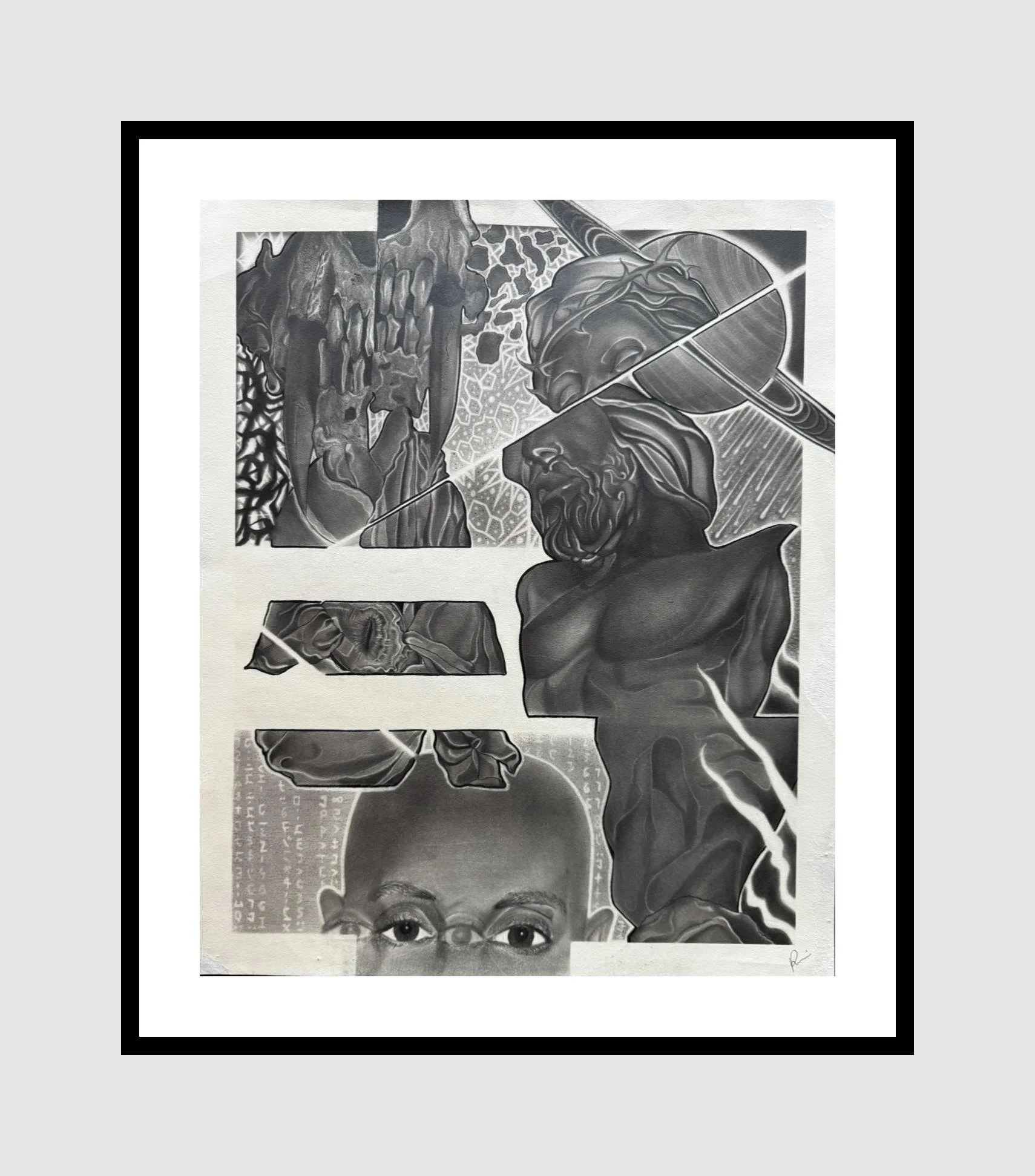 Collage art of abstract human figures and textures