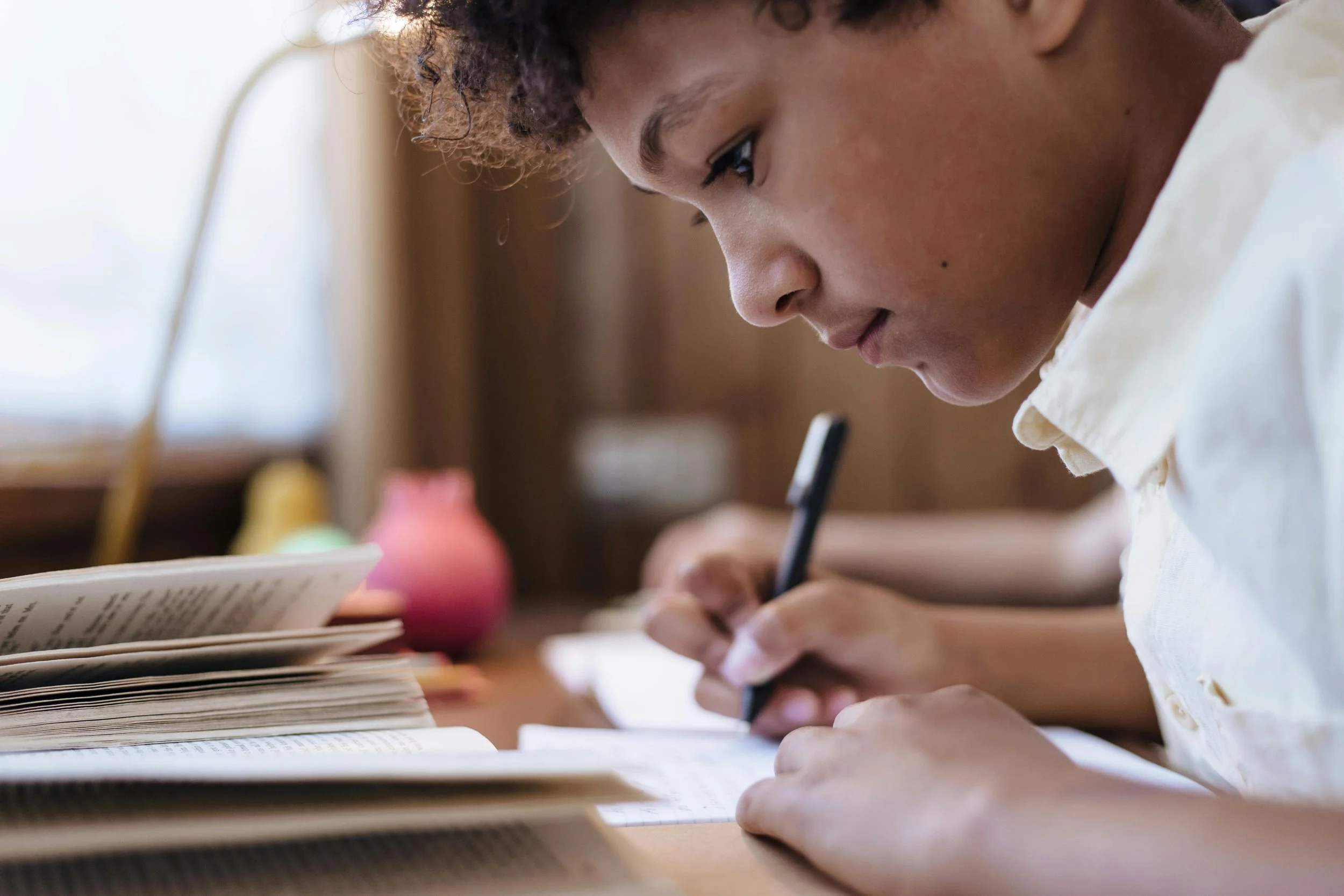 Student engaged and studying