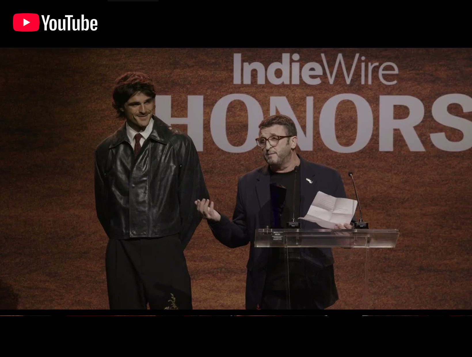 Mike Hill and Jacob Elordi receive the Wavelength Award at IndieWire Honors (December 2025)