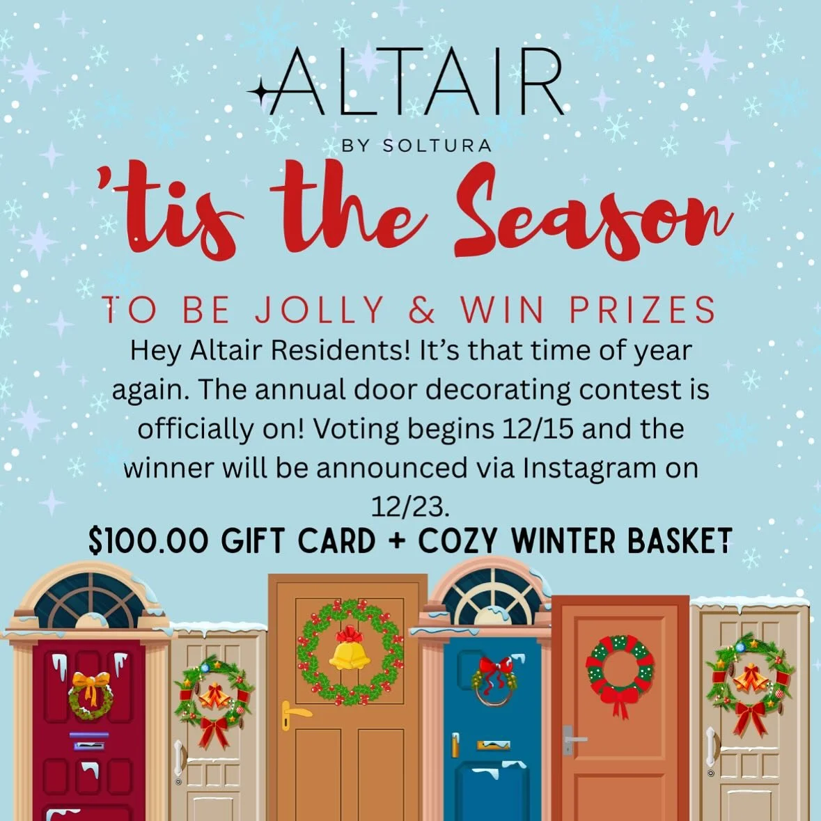 May your days be merry and doors be BRIGHT 🎄 
Join the holiday fun this year and participate in some neighborly competition! 

#altair #happyholidays #SWFLrentals #luxurycommunity