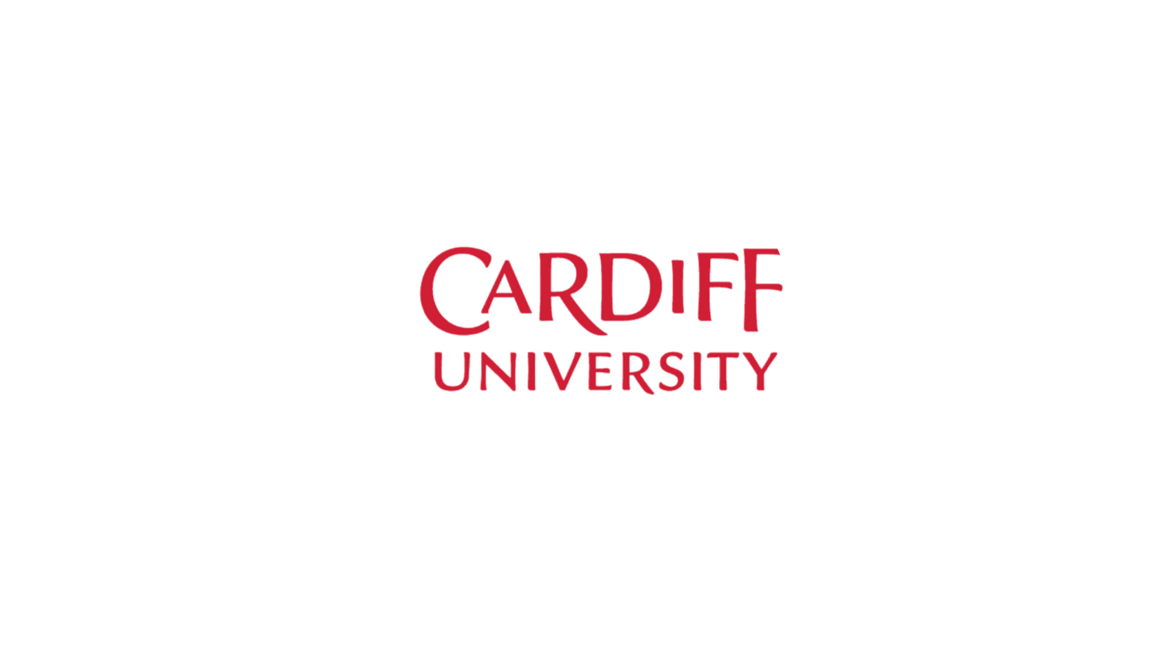 Logo of Cardiff University with the university name in red text on a white background.