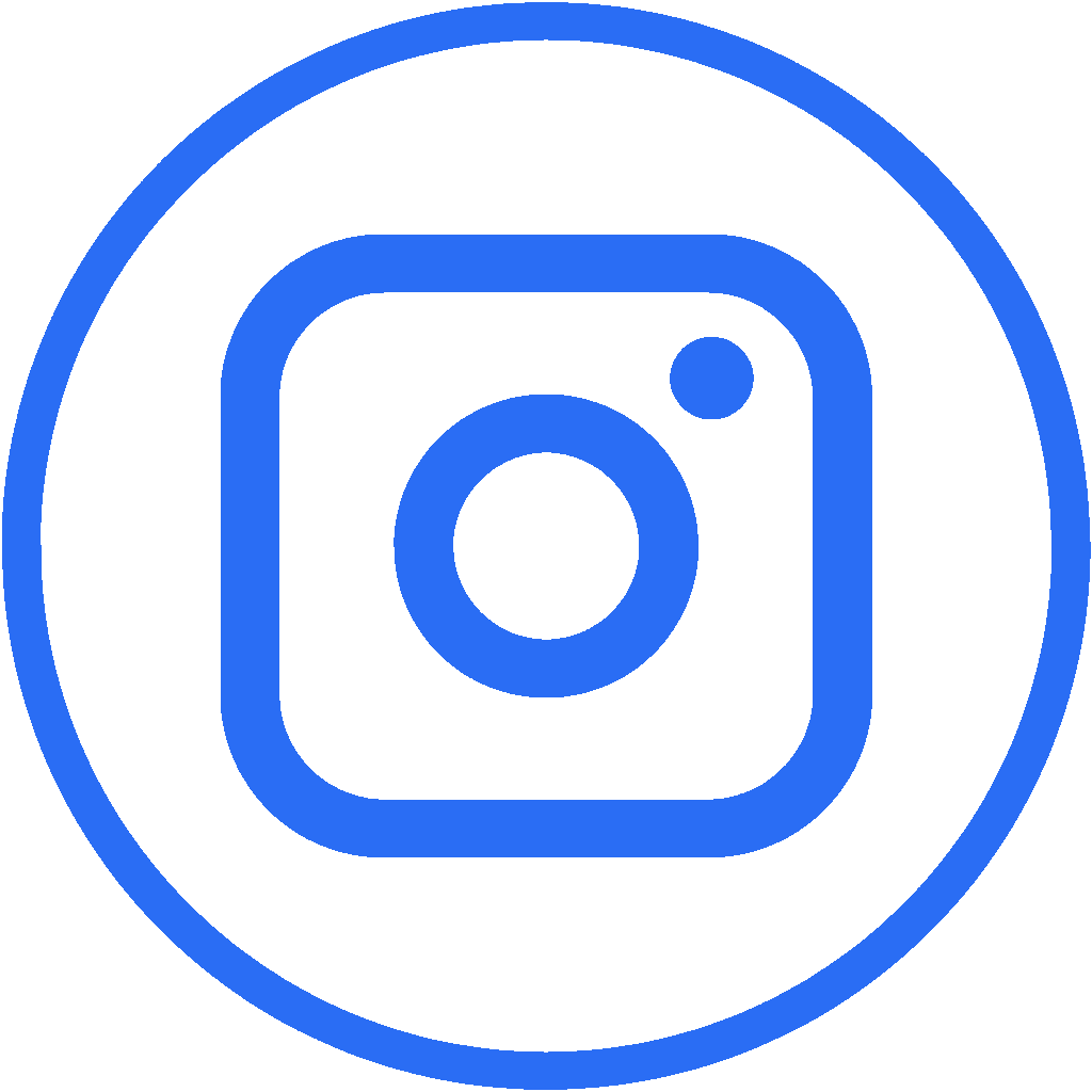 Instagram logo in blauw op een zwarte achtergrond.