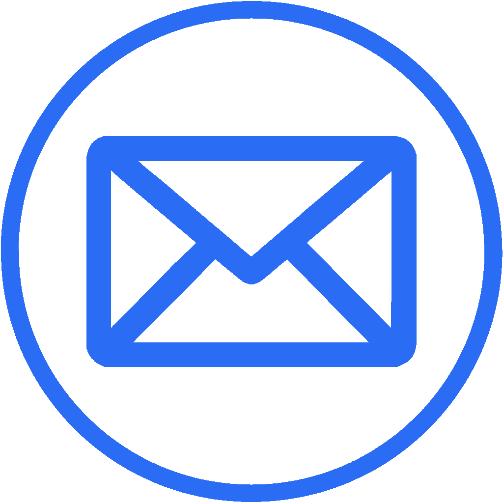 Blauwe e-mail illustratie met enveloppictogram binnen cirkel