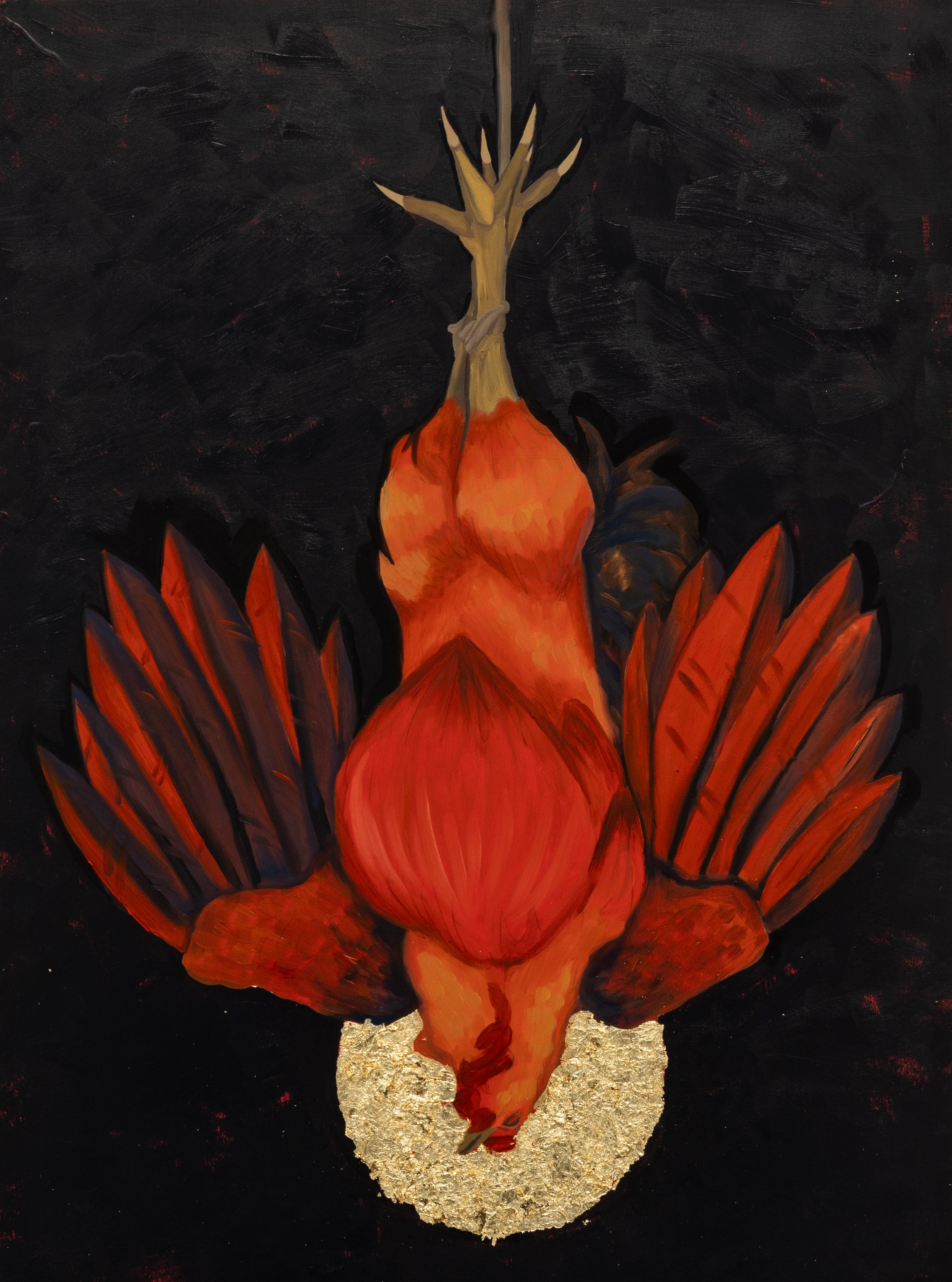 "Saint Peter" (2025), oil paint, acrylic, and gold leaf on wood panel, 24x18"