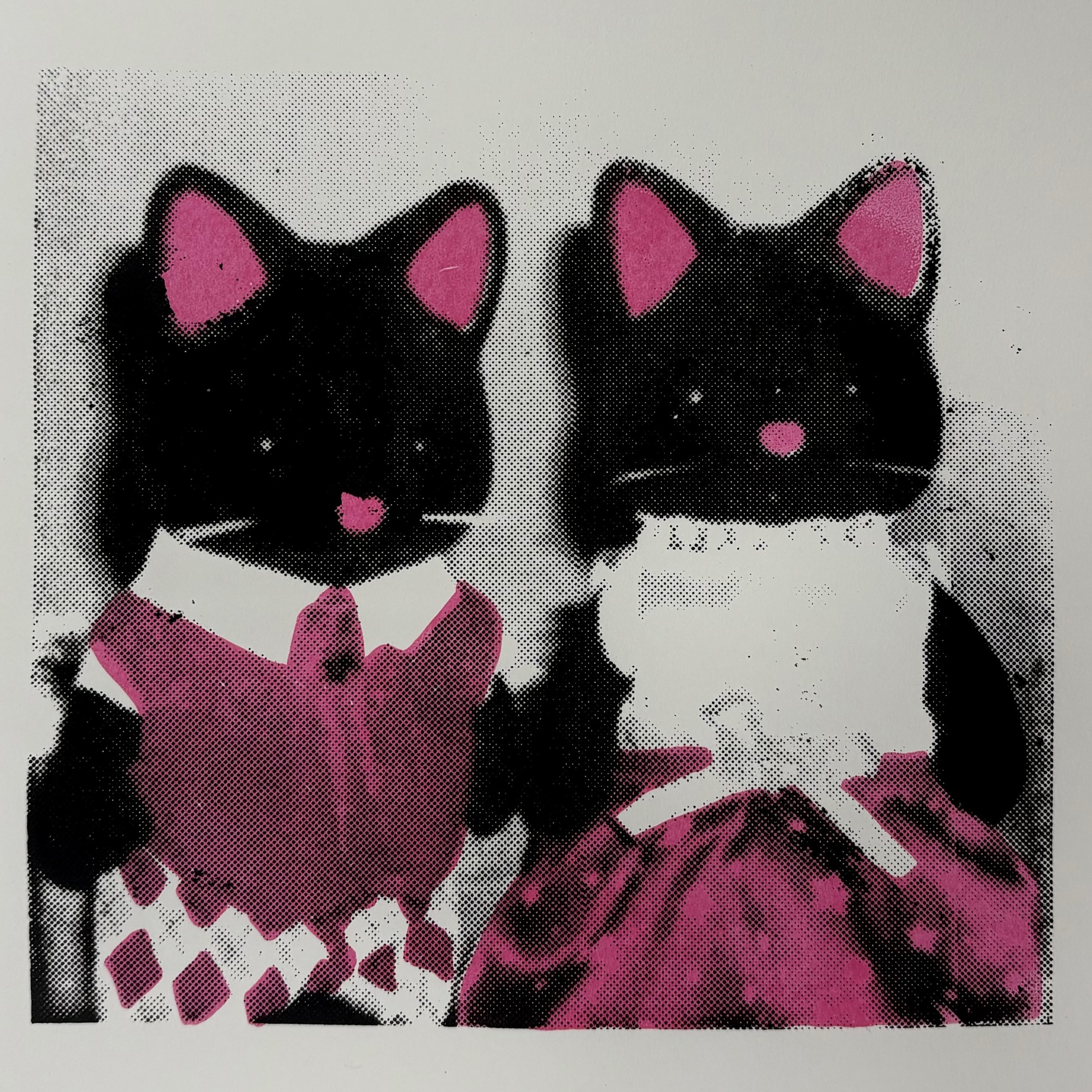 "Mom & Pop" (2024), screen print on paper, 6x6"